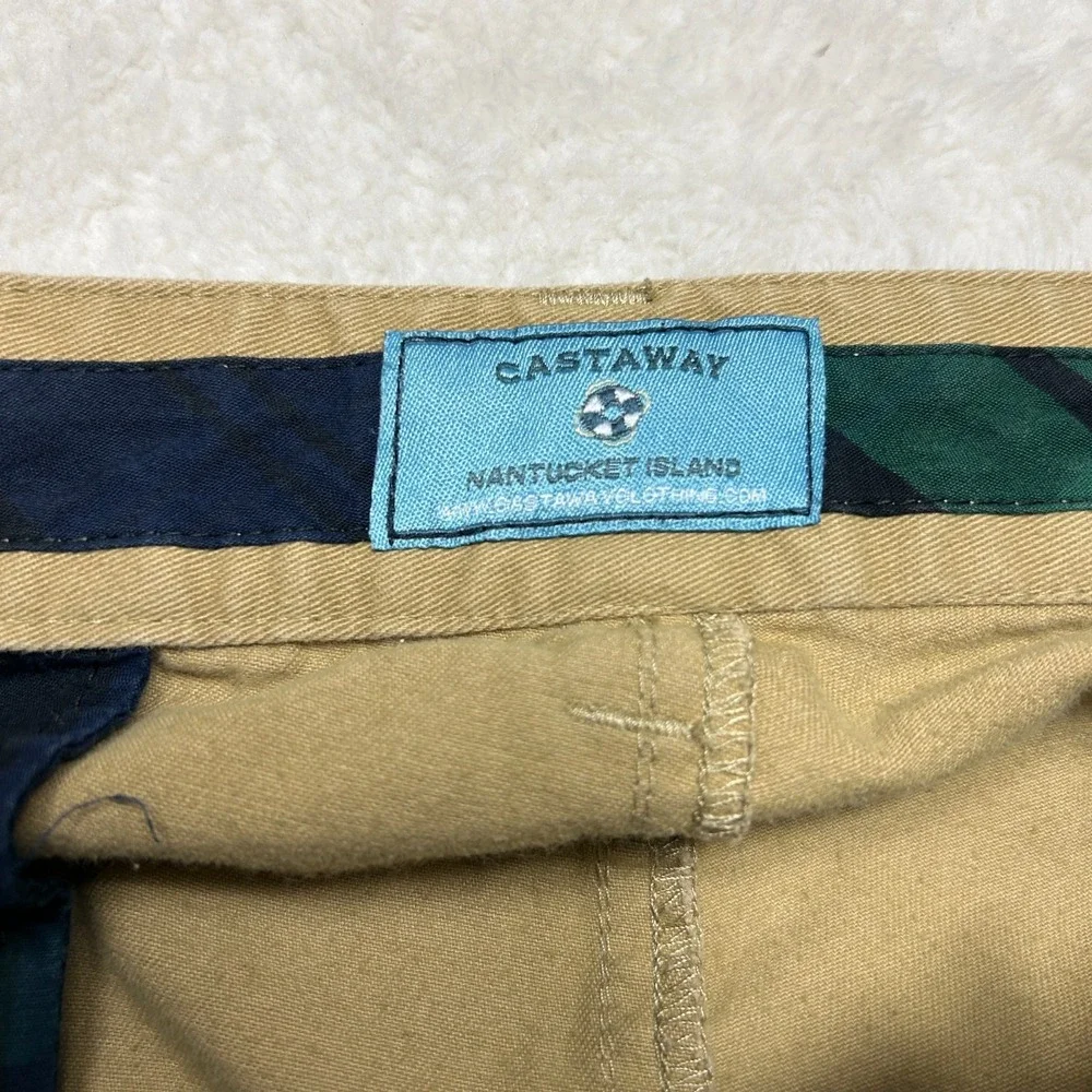 Castaway Nantucket Island Chino Pants Mens 34x32 Brown Plaid Lined Mid Rise